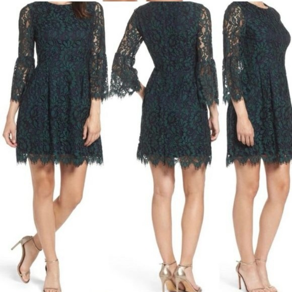 Eliza J Illusion Floral Lace Cocktail Dress, Purple, Dark Romance, Size 4 - Picture 15 of 15